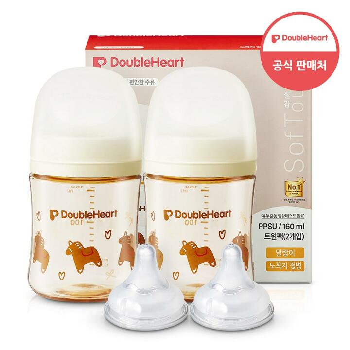 더블하트 모유실감 3세대 PPSU 헬로베이비 말랑이 160ml 트윈팩+3세대 젖꼭지(2입)