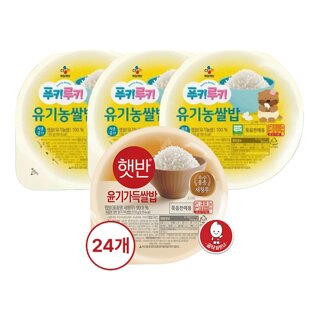 CJ제일제당 햇반 윤기가득쌀밥 210g x24개 + [임박]푸키루키 유기농쌀밥 130g x3개[소비기한 : 2026-11-27]