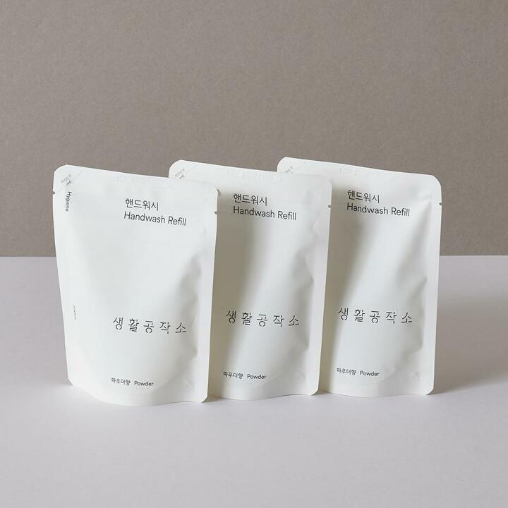 [생활공작소] 핸드워시 손세정제 리필 200ml x 3개 (파우더향/청포도향 택1)