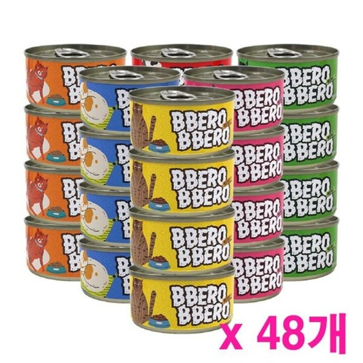 빼로빼로 80g x 48개 육수가득 그레이비 고양이캔 6종혼합[32315857]