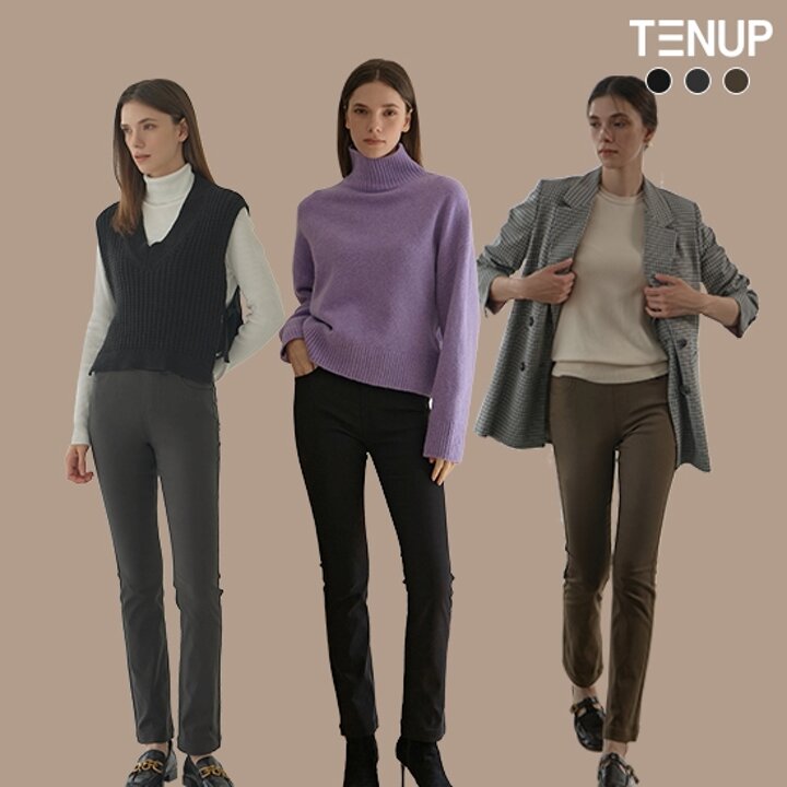 TNEUP(텐업) 여성 소프트 기모 찰떡 스판 팬츠 3종