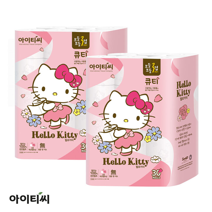 헬로키티 3겹 큐티 화장지 30롤X2팩