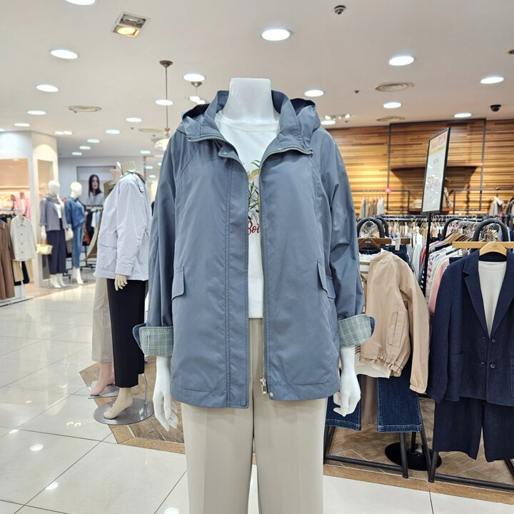 소매체크배색점퍼 DQBPWM400-1DG