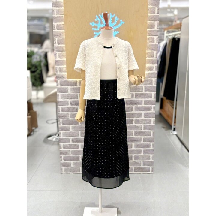 (신세계김해점)도트 쉬폰 레이어드 스커트 (LC31F6SK521X)