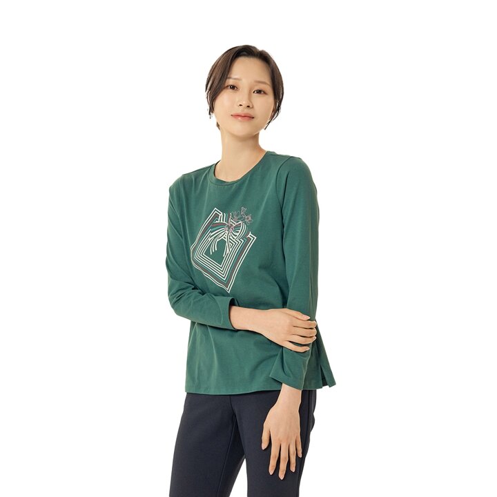 [크로커다일 레이디] 봄 코튼 혼방 원포인트 긴팔 라운드티_CLDSTS901
