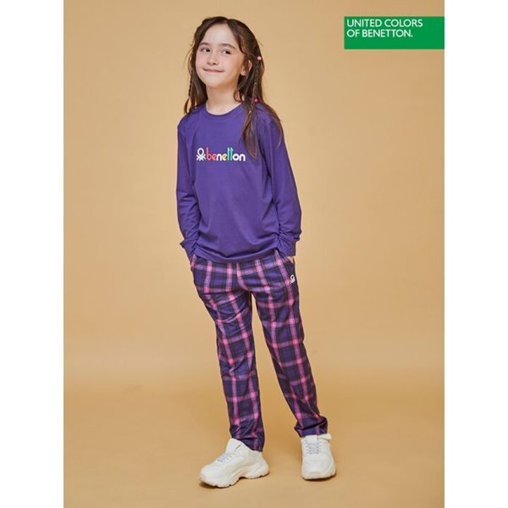 [하프클럽/베네통 언더웨어]베네통키즈 피치 여아 원마일웨어 상하의 2종 딥바이올렛 B..