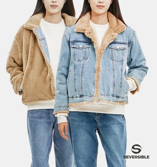 여성) 리버시블 바이오스톤 탈색워싱 인조퍼_AL4DDJ752-LB
