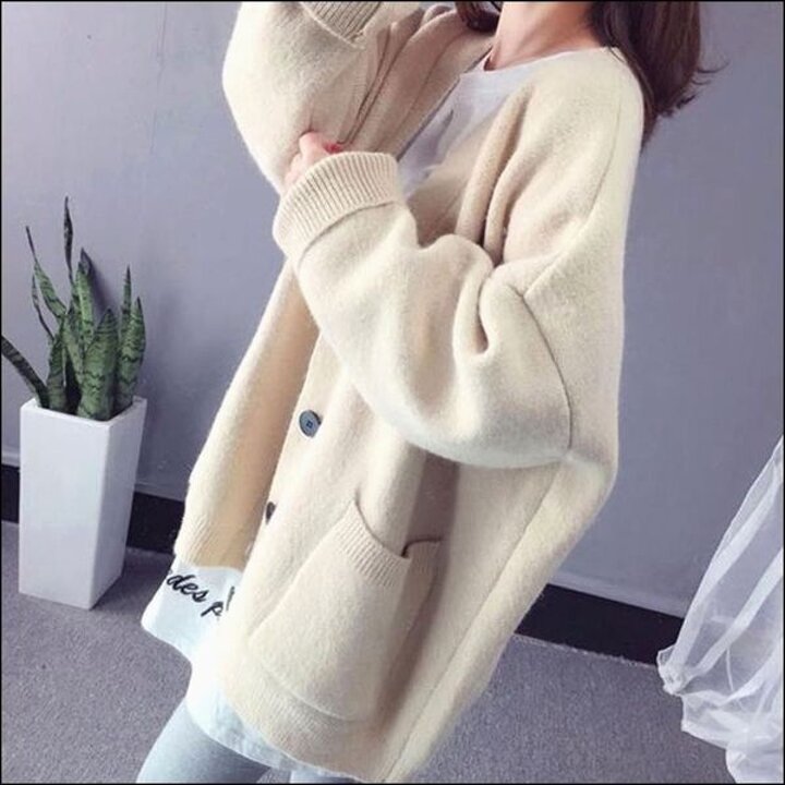 도톰 아우터 가을 오버핏 니트 여자 가디건 겨울 버튼