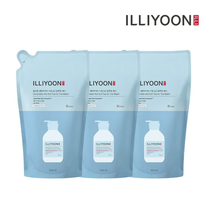 일리윤 세라마이드 아토6.0 탑투토워시 500ML 리필 1+1+1