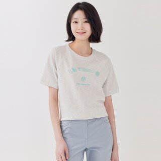 [지센] (2컬러) 젤라또 자수 레터링 라운드 반팔 티셔츠 LSTSP351