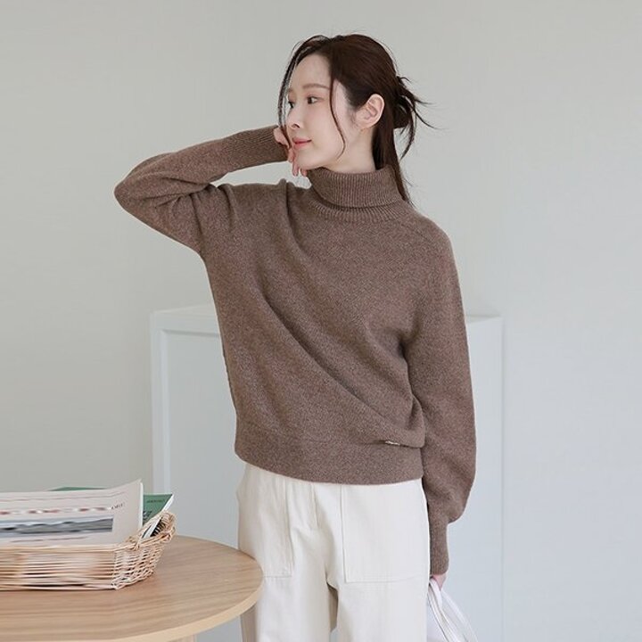 [최초가 109,000원][르포엠]울100 케이트 슬릿 터틀넥 풀오버