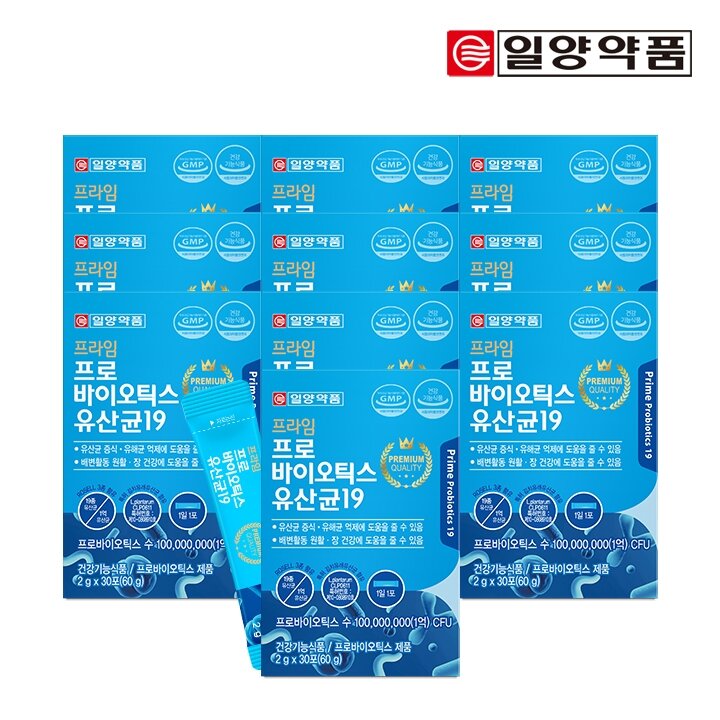 일양약품 프라임 프로바이오틱스 유산균19 (특허 김치유산균 함유) 2g x 30포 10박스 (총 10개월분)
