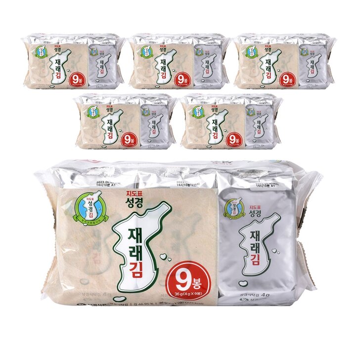 [성경김본사] 지도표성경김 재래 식탁김 4g 9봉 6세트(총54봉)