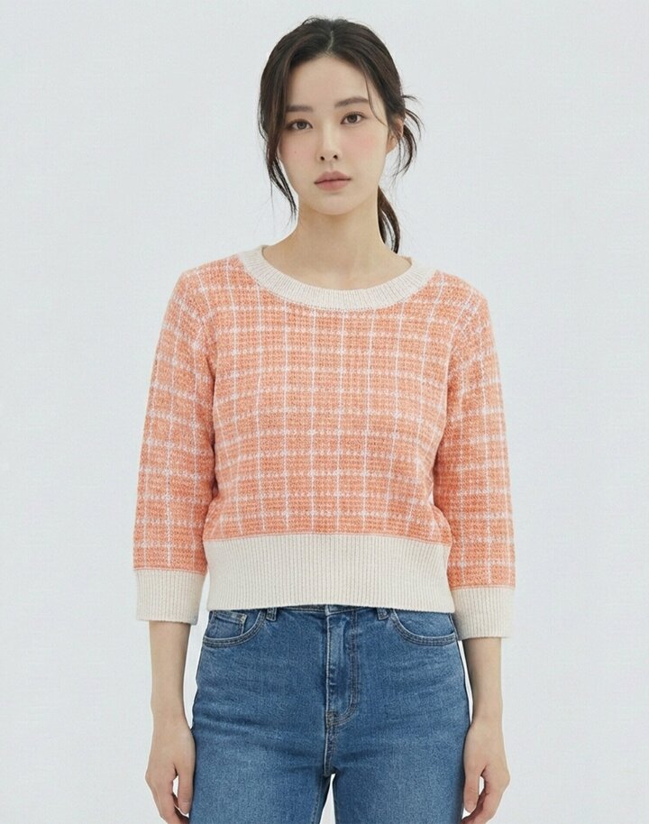 [반에이크] 체크패턴 반팔니트VB35KTQ305Z
