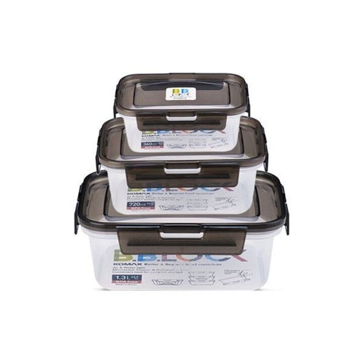 코멕스 밀폐용기 비비락 직1호 360ml + 직2호 720ml + 직3호 1.3L 그레이..