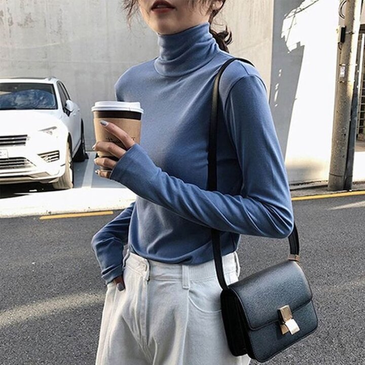LMO 깔끔 데일리 베스트여성목폴라티 타틀넥 롱목티 겨울티셔츠