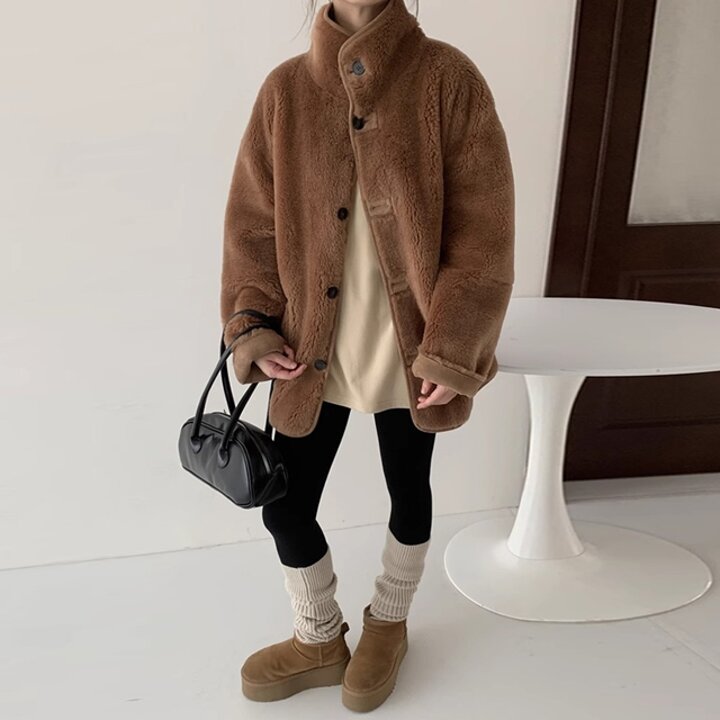 양모100 포인 리버시블 시어링 무스탕