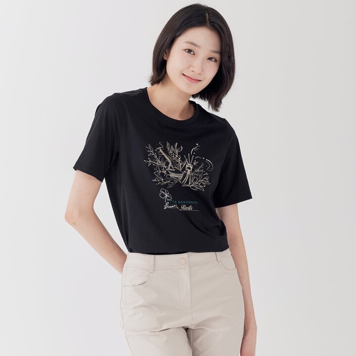 [지센] (4컬러) 에센셜 소로나 원포인트 라운드 반팔 티셔츠 LSTSP373
