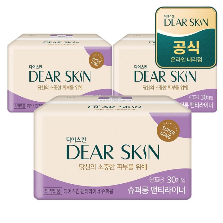 깨끗한나라 디어스킨 에어엠보 슈퍼롱 라이너 뉴 30개입x3팩