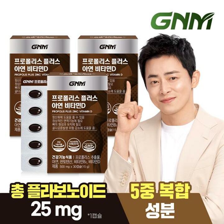 GNM 프로폴리스 플러스 아연 비타민D 3박스 (총 3개월분) / 비타민B 판토텐산