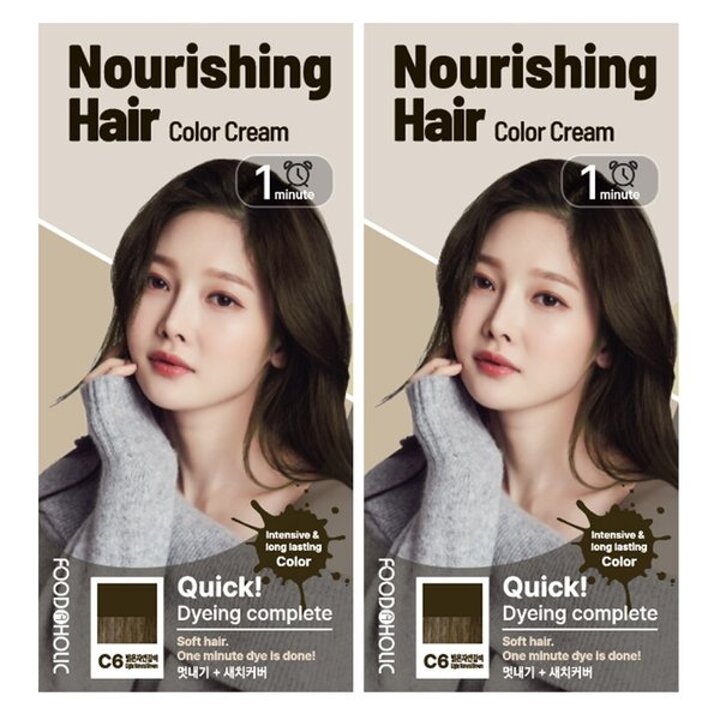 (1+1)푸드어홀릭 1분너리싱 칼라크림 C6밝은자연갈색
