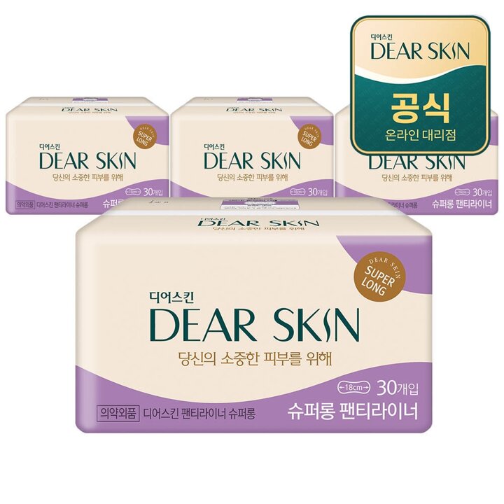 깨끗한나라 디어스킨 에어엠보 슈퍼롱 라이너 뉴 30개입x4팩