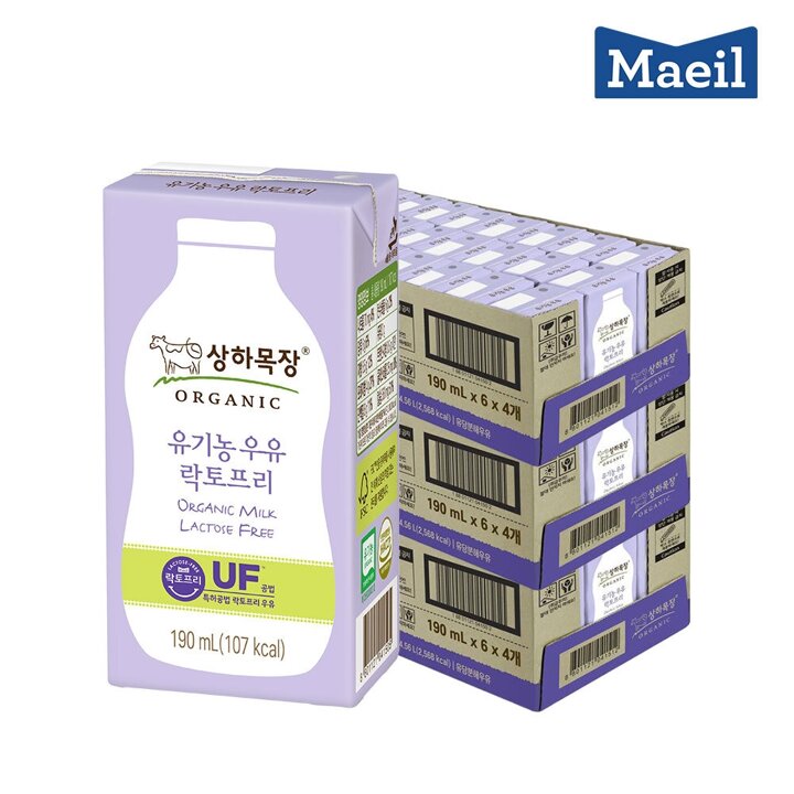 매일 상하목장 유기농 멸균우유 락토프리 190ml 48팩