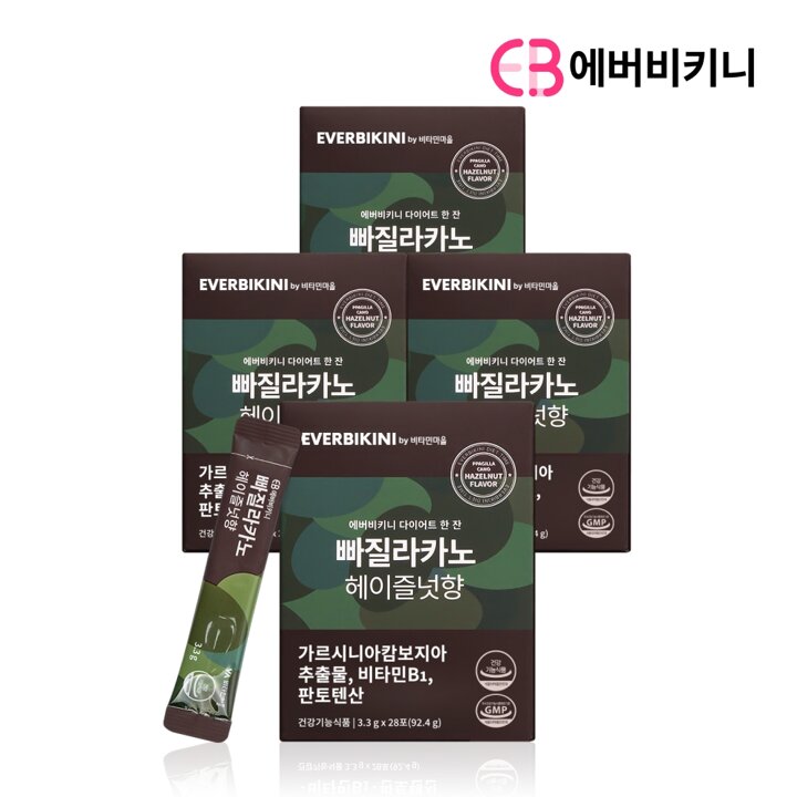에버비키니 빠질라카노 헤이즐넛향 가르시니아 다이어트커피 4박스 총112포