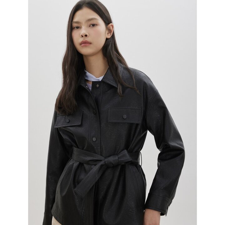 (대전신세계)벨티드 페이크 레더 자켓 C261PSF151
