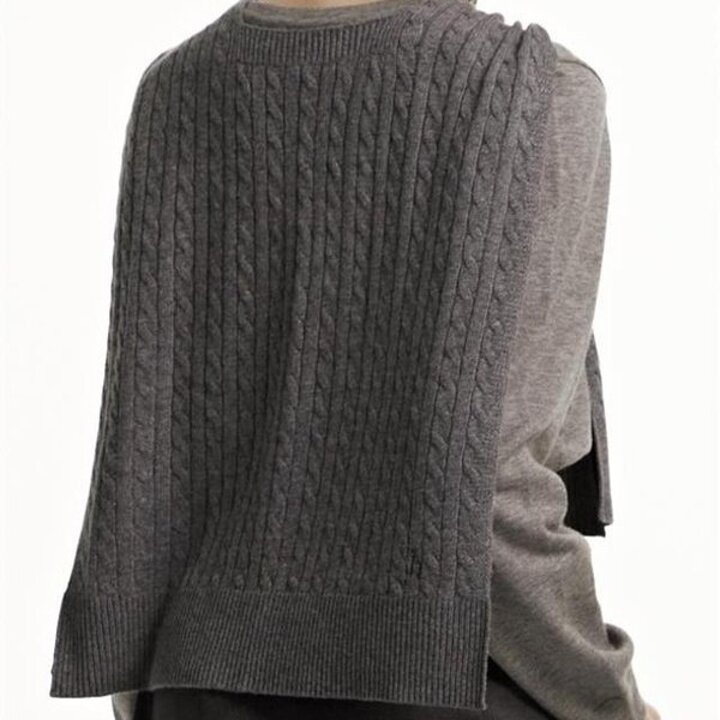(대구신세계)[Cashmere Blended] 그레이 꽈배기짜임 니트 숄 어부바 HIMU5F231G2
