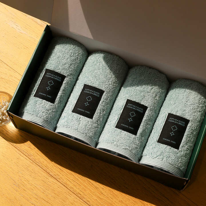 1퍼센테이지 블랙라벨 민트솝 항균200g 타올 4P 선물세트
