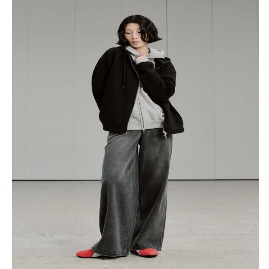 패션플러스[<b>40457</b>] 와이드 스트레이트 데님 M48 딥 그레이PJTI5MSM485CJ