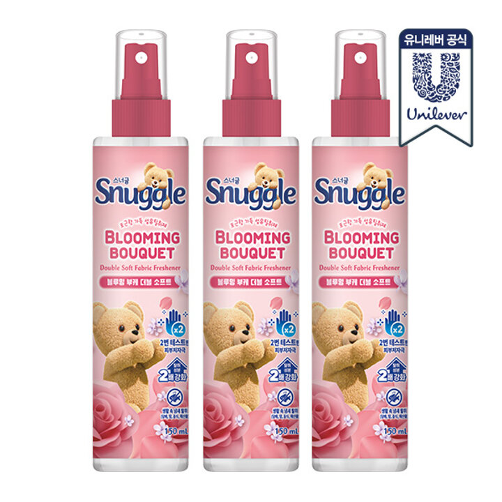 스너글 리뉴얼 섬유탈취제 허거블 코튼, 블루밍 부케, 스파클링 시트러스 150ml x 3개