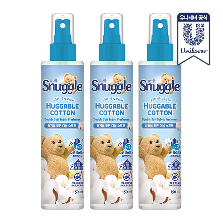 스너글 리뉴얼 섬유탈취제 허거블 코튼, 블루밍 부케, 스파클링 시트러스 150ml x 3개