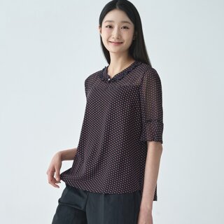 [지센] (2컬러) 도트 러플 카라 블라우스 LFWSO413