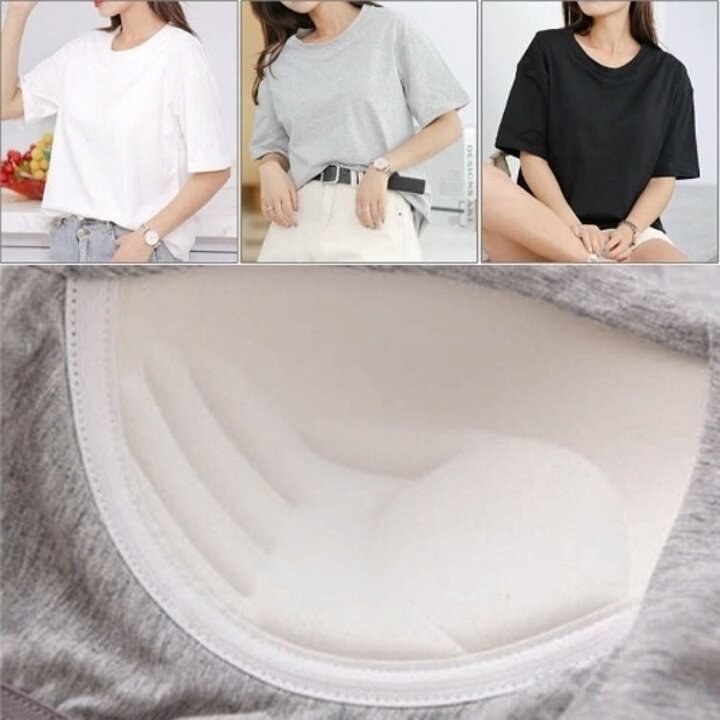 여자 여성 브라캡 내장 소프트 데일리 노브라 반팔티19598543667501
