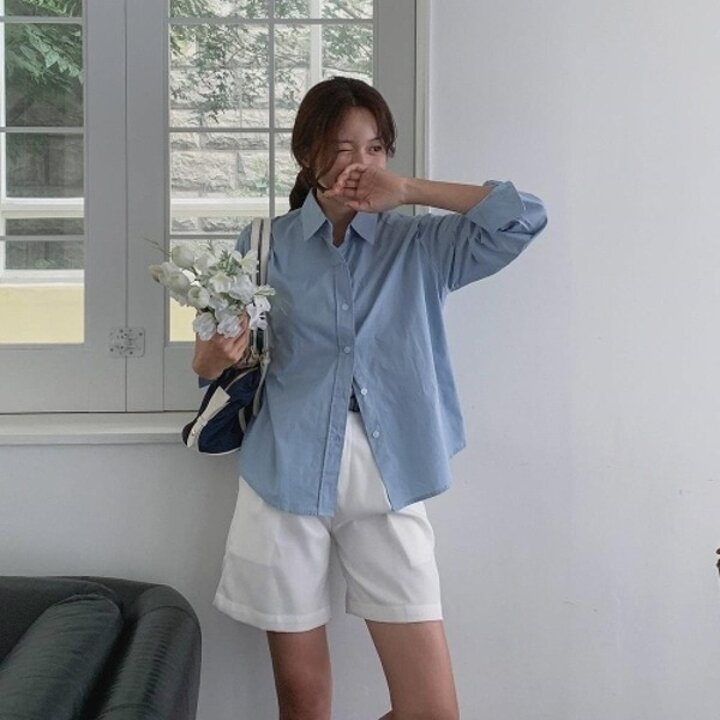 [VY] 여자 기본핏 무지 흰남방 셔츠WSH1453218888792588847
