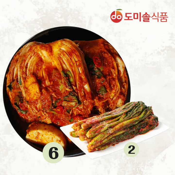도미솔 박미희 사랑채 포기김치 6kg + 갓김치 2kg (2종, 총8kg)