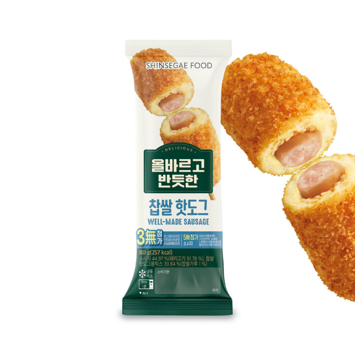 (G)[신세계푸드]올바르고 반듯한 찹쌀 핫도그 80g x 15봉
