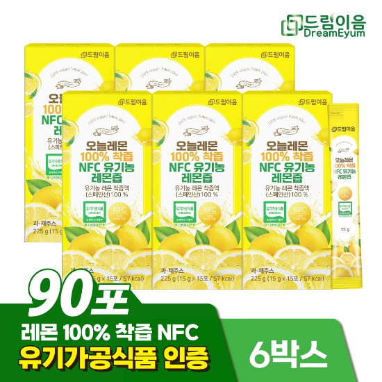 [G] 드림이음 오늘레몬 100 착즙 NFC 유기농 레몬즙 레몬수 15포 x 6박스