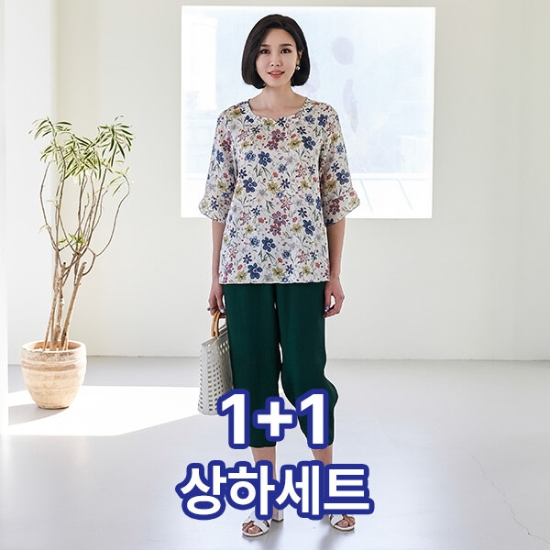 마담4060 1 1 꽃무늬풍기인견상하SET-RHSET204001-