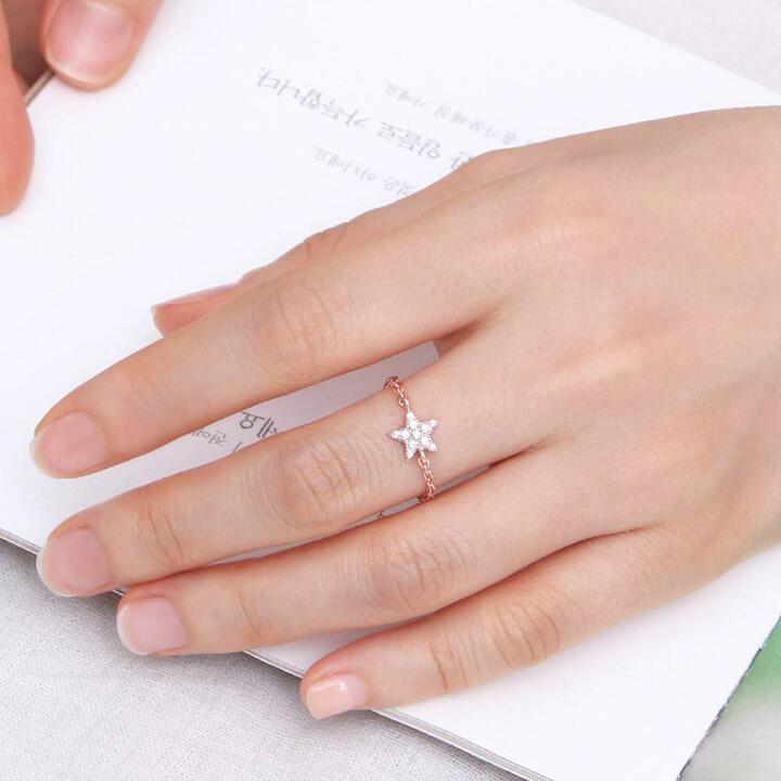 [미니아트] 로즈골드 프리 사이즈 체인 반지 9종택1