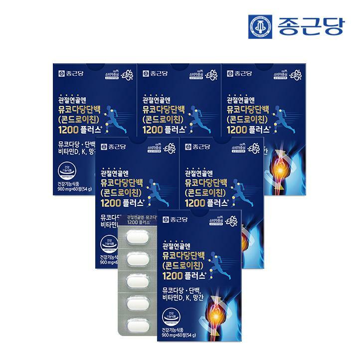 종근당 관절연골엔 뮤코다당단백 콘드로이친 1200 플러스 60정 6박스 / 소연골 비타민D 뼈건강 비타민K