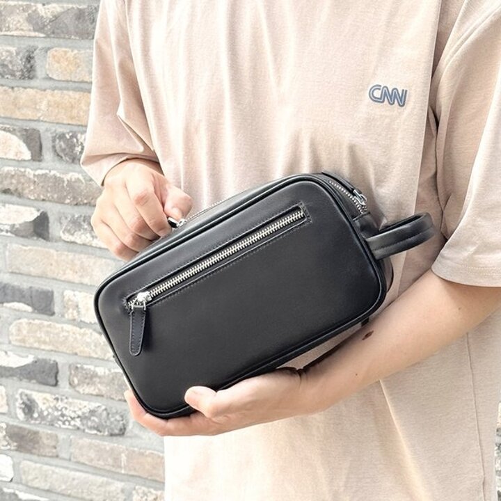 남성용 소가죽 스포츠 골프 파우치 클러치백