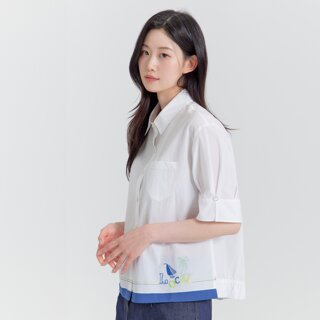 [지센] 테마 프린트 자수 셔츠 LCWSP526_WH