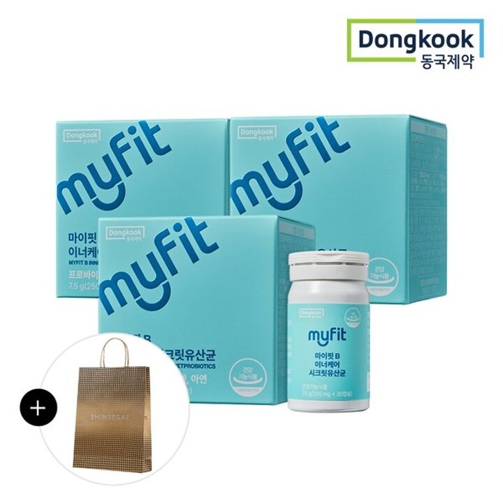 (신세계하남점)[동국제약/쇼핑백증정] 마이핏 이너케어 시크릿유산균 (30캡슐) 3박스 / 질유래특허 50억 6중 기능성 여성유산균