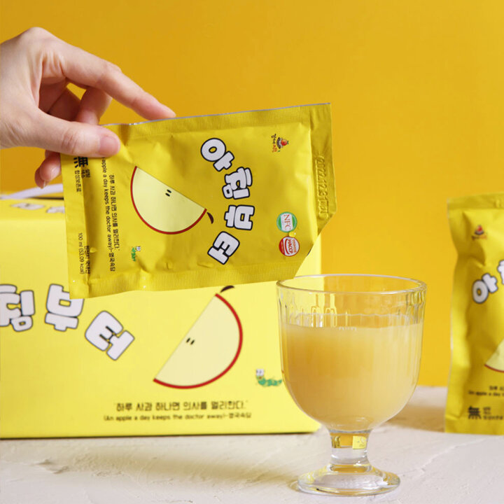 [김가네과일촌] 갈변없는 노란 순수착즙 사과즙 100ml, 100포