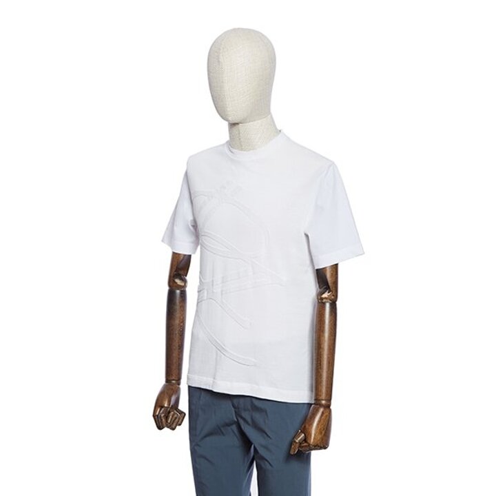(대구신세계)S/S 화이트 니트 앞판 라운드 반팔 티셔츠 POBMTT71A