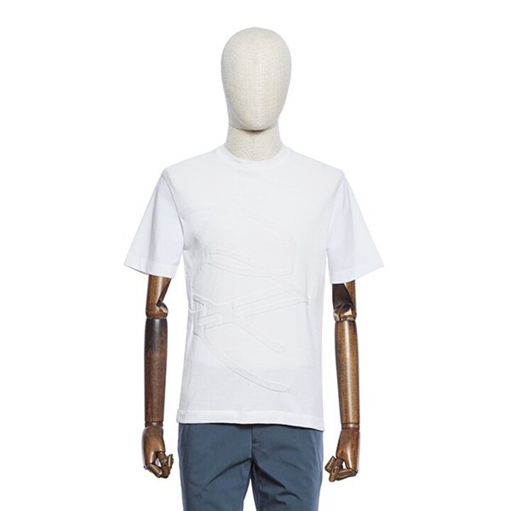 (대구신세계)S/S 화이트 니트 앞판 라운드 반팔 티셔츠 POBMTT71A