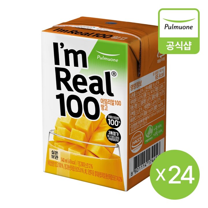 풀무원 아임리얼100 망고 140mlX24팩